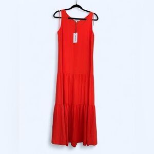 NWT Elizabeth and James deep orange tiered sleeveless maxi dress small